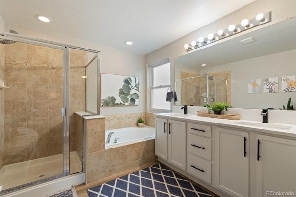 Bathroom, Dual Sink Vanities, Glass Shower, Interior, Recessed Lighting