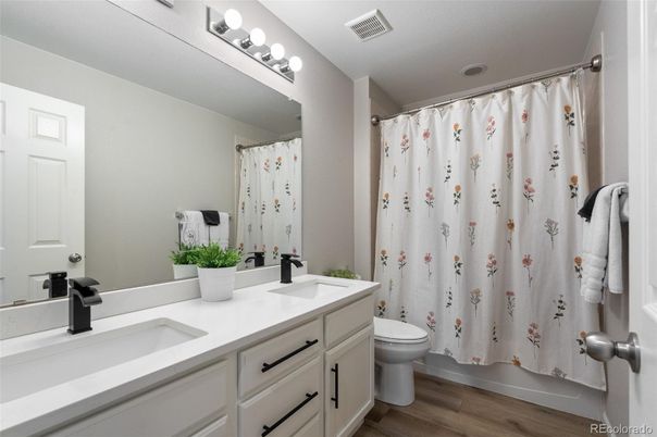 Bathroom, Dual Sink Vanities, Interior, Wood Texture Flooring