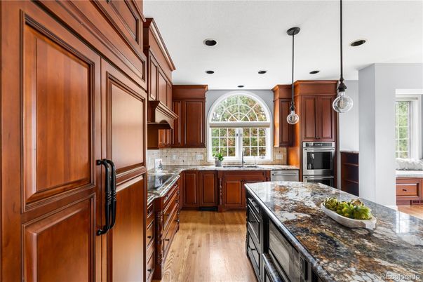 Interior, Kitchen, Pendant Lights, Recessed Lighting, Wood Texture Flooring