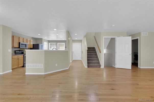 Interior, Kitchen, Recessed Lighting, Wood Texture Flooring