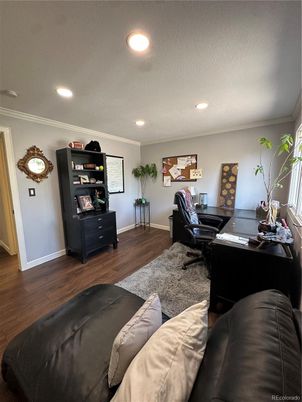 Home Office, Interior, Recessed Lighting, Wood Texture Flooring