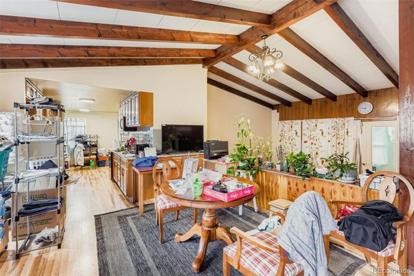 Chandelier, Interior, Wooden Beams, Wood Texture Flooring