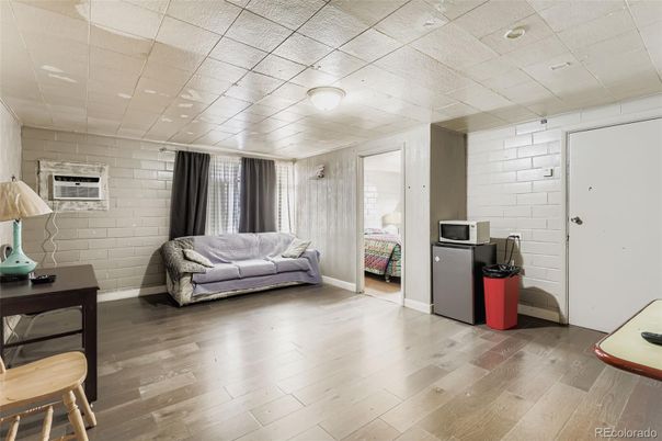 Interior, Recessed Lighting, Stone Walls, Wood Texture Flooring