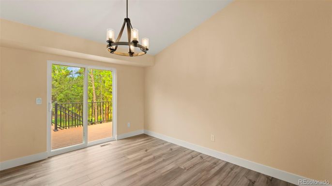 Chandelier, Empty room, Interior, Pendant Lights, Wood Texture Flooring