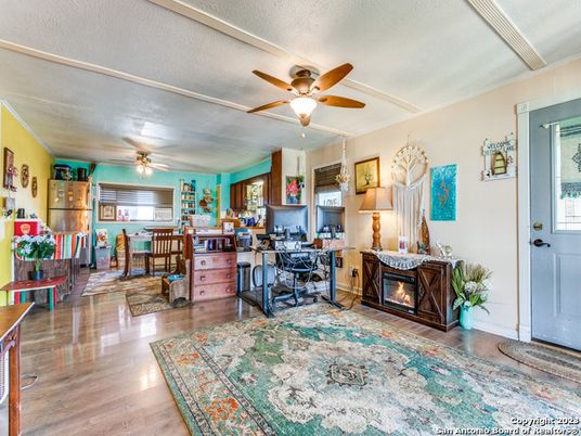 Fireplace, Home Office, Interior, Wood Texture Flooring