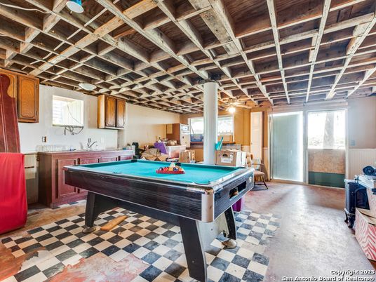 Billiard Table, Game Room, Interior, Wooden Beams