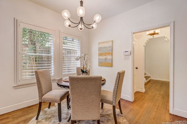 Chandelier, Dining room, Interior, Pendant Lights, Wood Texture Flooring
