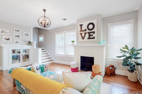 Chandelier, Fireplace, Interior, Living room, Wood Texture Flooring