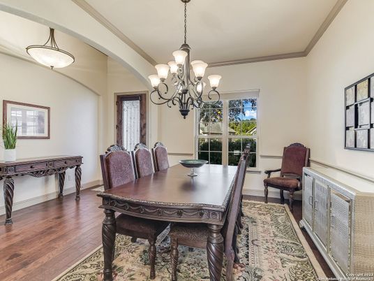 Chandelier, Dining room, Interior, Pendant Lights, Wood Texture Flooring