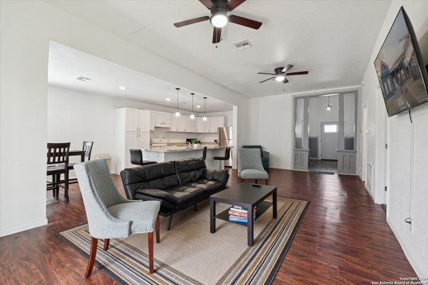 Dining room, Interior, Kitchen, Living room, Pendant Lights, Recessed Lighting, Wood Texture Flooring