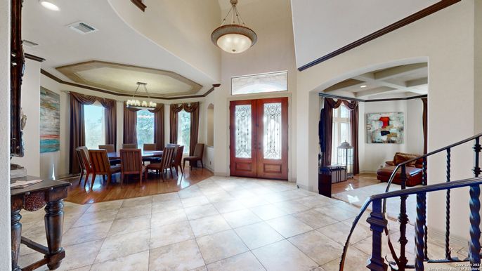 Dining room, Interior, Pendant Lights, Recessed Lighting, Wood Texture Flooring