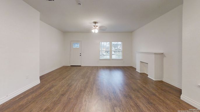 Empty room, Fireplace, Interior, Wood Texture Flooring