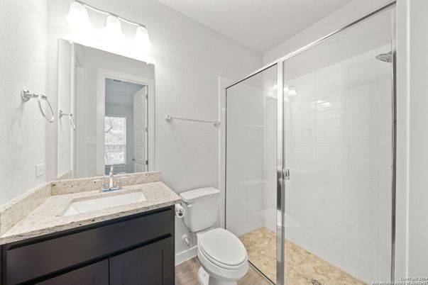 Bathroom, Glass Shower, Interior, Wood Texture Flooring