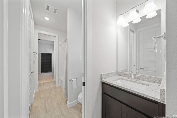 Bathroom, Interior, Recessed Lighting, Wood Texture Flooring
