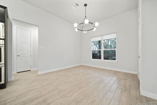 Empty room, Interior, Pendant Lights, Wood Texture Flooring