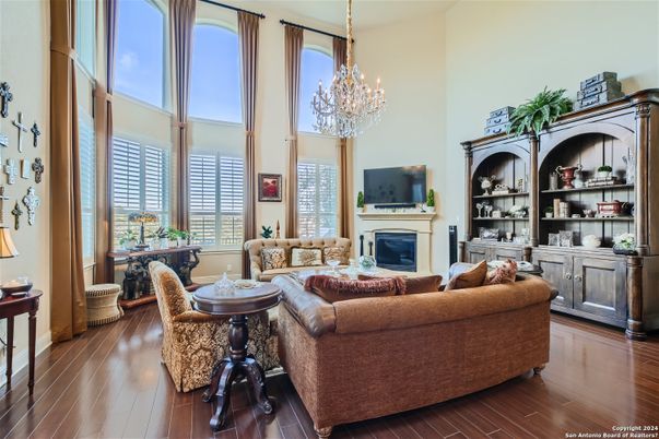 Chandelier, Fireplace, Interior, Living room, Wood Texture Flooring