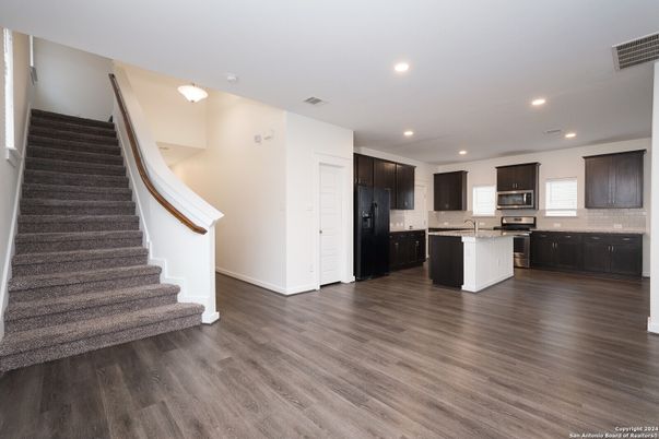 Interior, Kitchen, Recessed Lighting, Wood Texture Flooring
