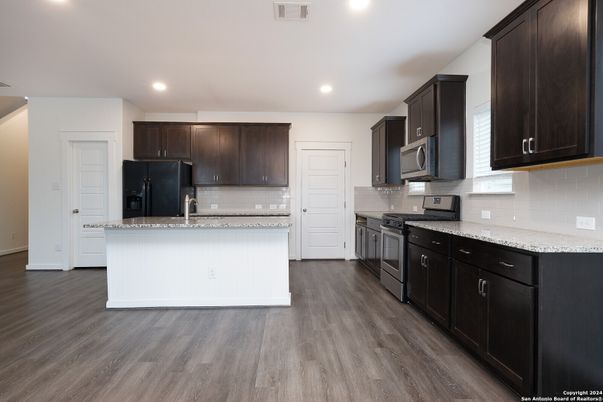 Interior, Kitchen, Recessed Lighting, Wood Texture Flooring