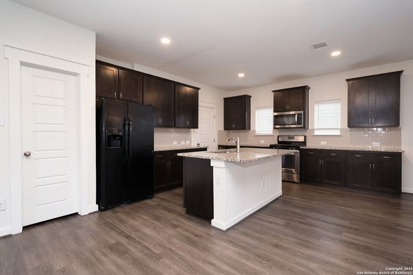Interior, Kitchen, Recessed Lighting, Wood Texture Flooring