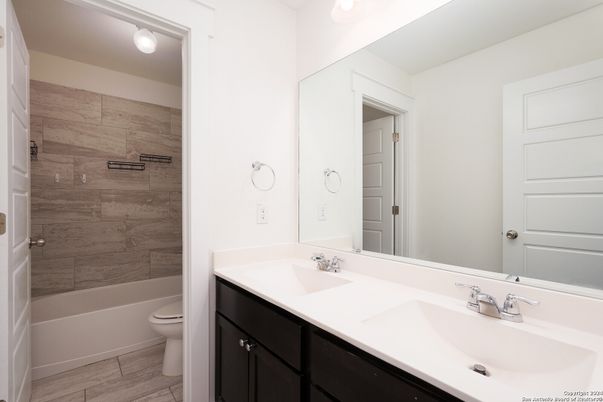 Bathroom, Dual Sink Vanities, Interior, Wood Texture Flooring