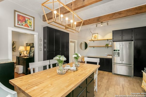 Interior, Kitchen, Pendant Lights, Stainless Steel Appliances, Wood Texture Flooring