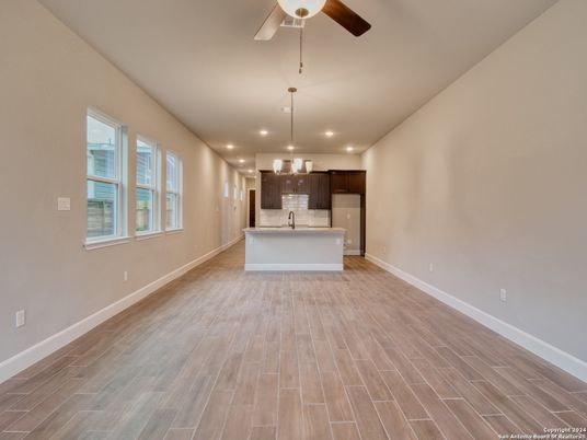 Interior, Kitchen, Pendant Lights, Recessed Lighting, Wood Texture Flooring
