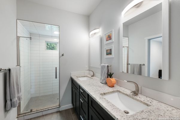 Bathroom, Dual Sink Vanities, Glass Shower, Interior