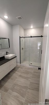 Bathroom, Dual Sink Vanities, Glass Shower, Interior, Recessed Lighting