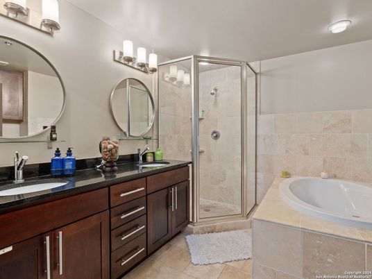 Bathroom, Dual Sink Vanities, Glass Shower, Interior, Recessed Lighting