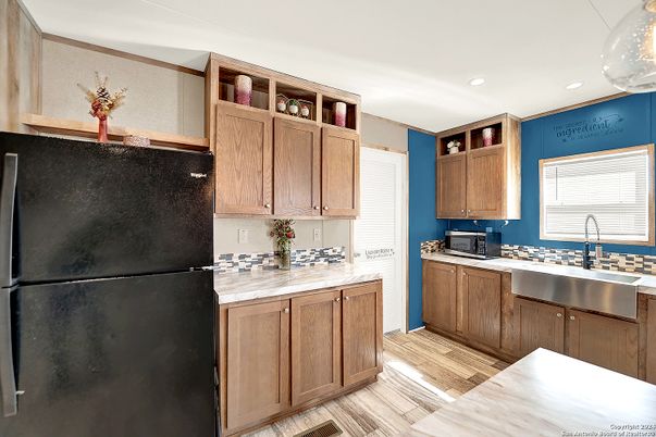 Interior, Kitchen, Recessed Lighting, Wood Texture Flooring