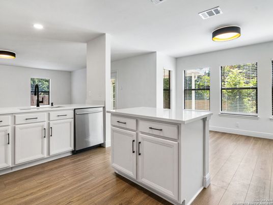 Interior, Kitchen, Recessed Lighting, Wood Texture Flooring
