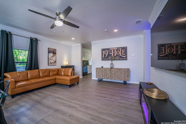 Interior, Living room, Recessed Lighting, Wood Texture Flooring