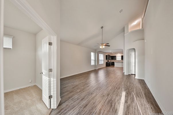 Empty room, Interior, Recessed Lighting, Wood Texture Flooring
