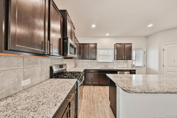 Interior, Kitchen, Recessed Lighting, Wood Texture Flooring