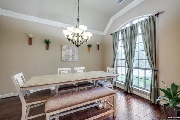 Chandelier, Dining room, Interior, Wood Texture Flooring