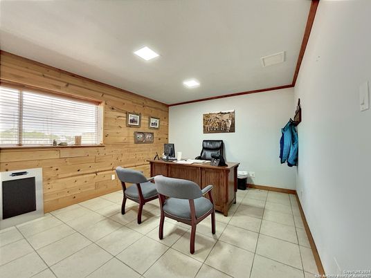 Home Office, Interior, Recessed Lighting, Wooden Walls