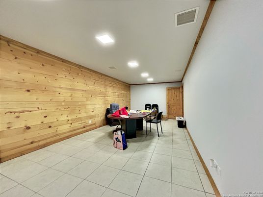 Dining room, Interior, Recessed Lighting, Wooden Walls