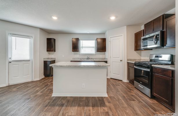 Interior, Kitchen, Recessed Lighting, Wood Texture Flooring