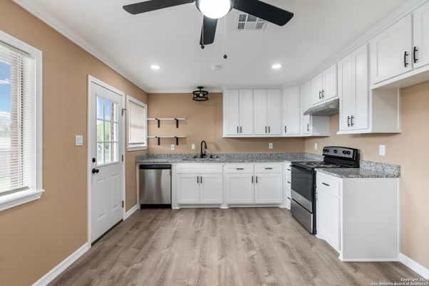 Interior, Kitchen, Recessed Lighting, Wood Texture Flooring