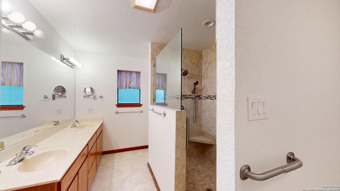 Bathroom, Dual Sink Vanities, Glass Shower, Interior