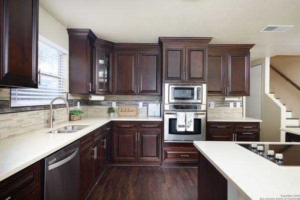 Interior, Kitchen, Stainless Steel Appliances, Wood Texture Flooring
