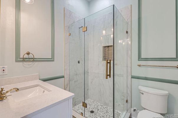 Bathroom, Glass Shower, Interior, Marble Walls