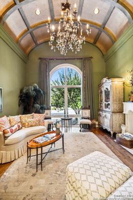 Chandelier, Fireplace, Interior, Living room, Recessed Lighting, Wood Texture Flooring