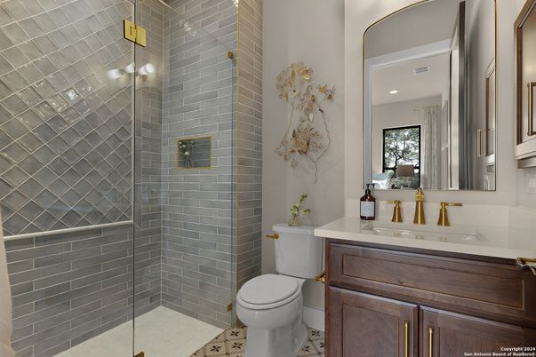 Bathroom, Glass Shower, Interior, Recessed Lighting