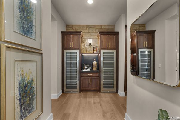 Interior, Recessed Lighting, Stone Walls, Wood Texture Flooring