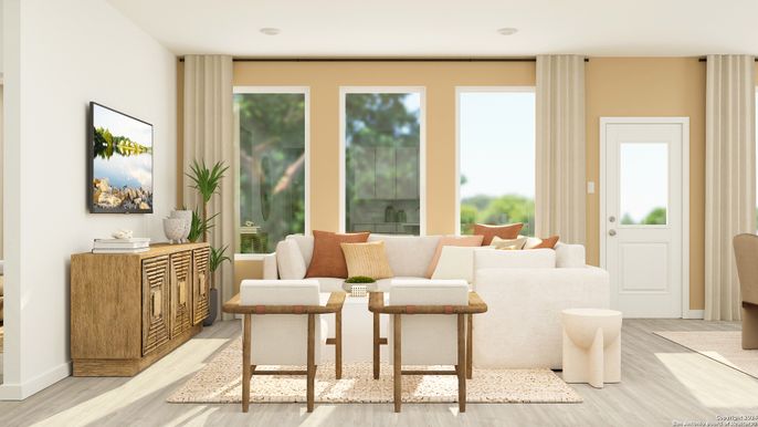 Interior, Living room, Recessed Lighting, Wood Texture Flooring