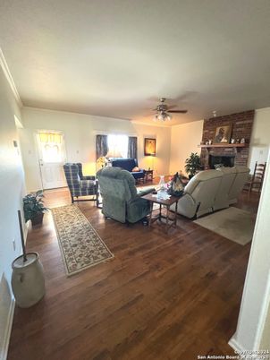 Fireplace, Interior, Living room, Stone Walls, Wood Texture Flooring
