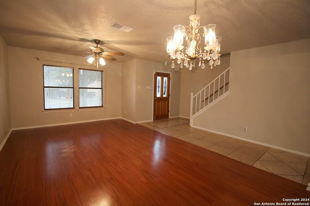 Chandelier, Empty room, Interior, Wood Texture Flooring