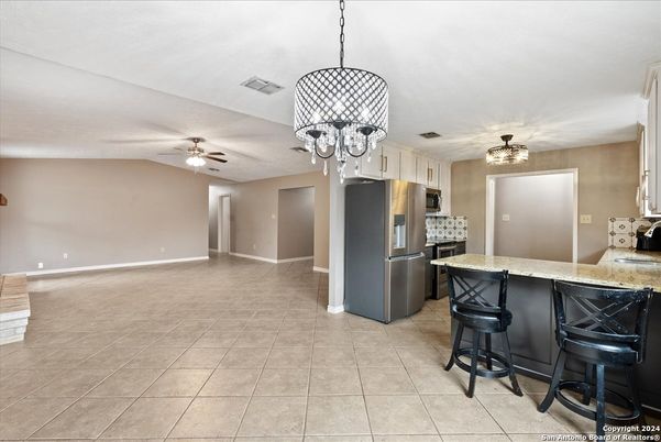 Chandelier, Interior, Kitchen, Stainless Steel Appliances