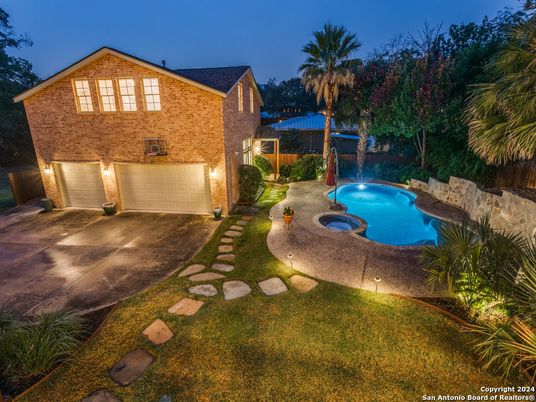 Attached, Exterior, Facade, Brick Facade, Pool, Brick Traditional